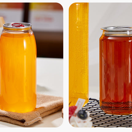 Cross-Border Wholesale Plastic Easy-Open Cans Transparent PET Milk Tea Cups Empty Bottles Sealed Cans Bubble Fruit Juice Beverage Cans
