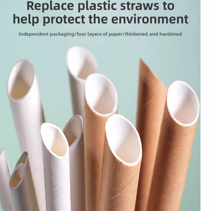Paper Straws Disposable Individually Packaged Thick Food Grade Drinking Milk Tea Coffee Eco-friendly Large Straws Single Piece Independent