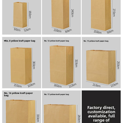 Universal Kraft Paper Bag Wholesale Refrigerator Storage Bread Food Packaging Bag Take out Take Away Oil-Proof Wrapping Paper Bag 100 Pcs