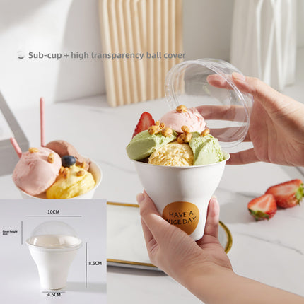 Disposable Internet Celebrity Handheld Chestnut Cup Croissant Ice Cream Paper Cup Shaved Ice Cup Biodegradable Ice Cream Dessert Bowl