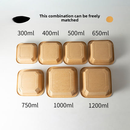 Disposable Kraft Paper Takeaway Box Square Octagonal Bowl Thickened with Lid Eco-friendly Lunch Box Bento Salad Box