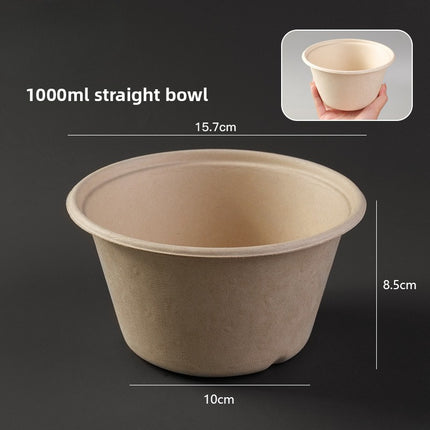 Disposable Paper Pulp Bowl Tableware Set Paper Bowl Commercial Household Bowl Biodegradable Whole Box Disposable Round Dinner Bowl