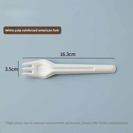Disposable Paper Pulp Knife Fork Spoon Food Grade Hardened Cake Fork Western Dessert Tableware Eco-friendly Biodegradable Three-piece Set