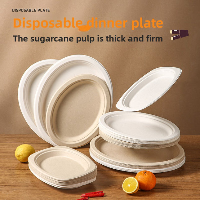 Disposable Oval Paper Plates Dish Plates Biodegradable Pulp Tableware Fruit Plates Party BBQ Plates Paper Plates
