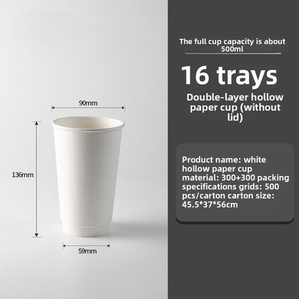 Wholesale Disposable Paper Cups with Lids, Thickened Double-layer Paper Hollow Cups, Heat Insulation, Anti-scalding, for Hot Drinks, Milk Tea, Coffee Cups