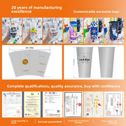 Custom Processing Round Transparent 108-1000 Torch Cup Food Grade PP Material with Lid Plastic Cup Internet Celebrity Packaging