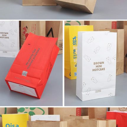 Universal Kraft Paper Bag Wholesale Refrigerator Storage Bread Food Packaging Bag Take out Take Away Oil-Proof Wrapping Paper Bag 100 Pcs