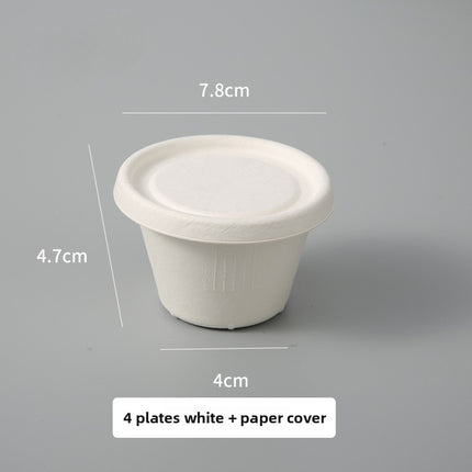 Disposable Paper Pulp Sealed Biodegradable Sauce Cup Condiment Cup Small Cup Takeaway Bowl with Lid