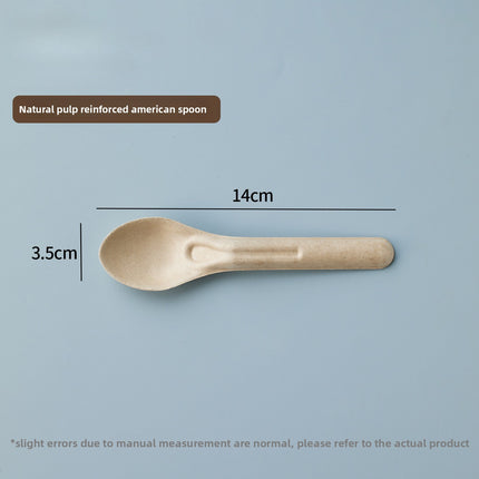 Disposable Paper Pulp Knife Fork Spoon Food Grade Hardened Cake Fork Western Dessert Tableware Eco-friendly Biodegradable Three-piece Set