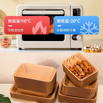 Disposable Plates Dinner Plates Kraft Paper Trays Picnic BBQ Fried Skewers Bird Dinner Boxes Plates Takeaway Tableware Fruit