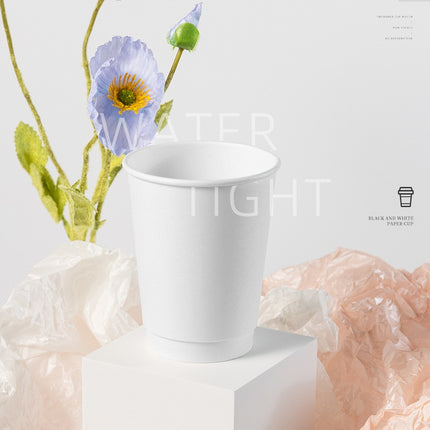 Wholesale Disposable Paper Cups with Lids, Thickened Double-layer Paper Hollow Cups, Heat Insulation, Anti-scalding, for Hot Drinks, Milk Tea, Coffee Cups