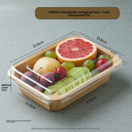Disposable Kraft Paper Takeaway Box Square Octagonal Bowl Thickened with Lid Eco-friendly Lunch Box Bento Salad Box