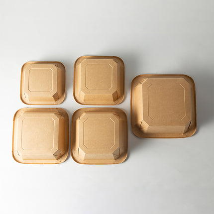 Disposable Kraft Paper Takeaway Box Square Octagonal Bowl Thickened with Lid Eco-friendly Lunch Box Bento Salad Box