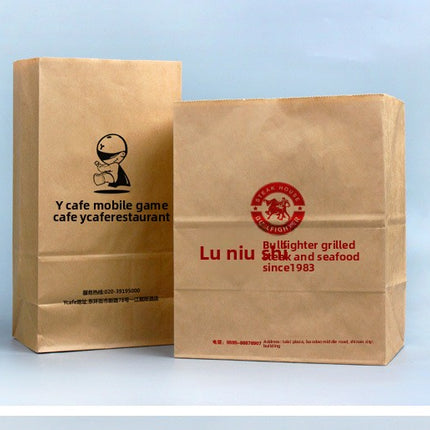 Universal Kraft Paper Bag Wholesale Refrigerator Storage Bread Food Packaging Bag Take out Take Away Oil-Proof Wrapping Paper Bag 100 Pcs