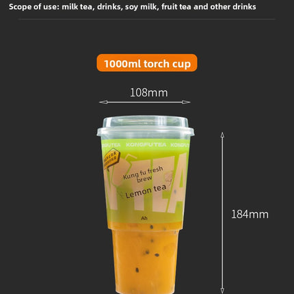 Custom Processing Round Transparent 108-1000 Torch Cup Food Grade PP Material with Lid Plastic Cup Internet Celebrity Packaging