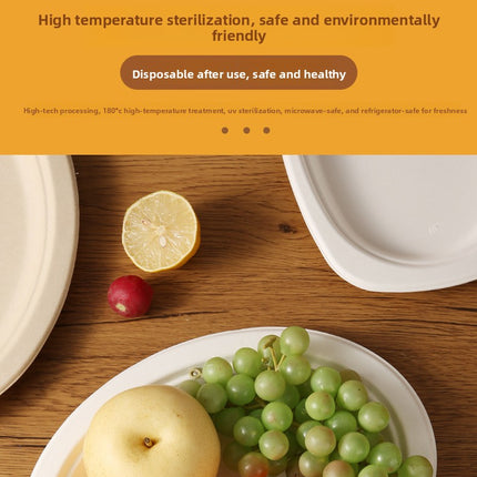 Disposable Oval Paper Plates Dish Plates Biodegradable Pulp Tableware Fruit Plates Party BBQ Plates Paper Plates
