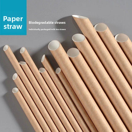 Paper Straws Disposable Individually Packaged Thick Food Grade Drinking Milk Tea Coffee Eco-friendly Large Straws Single Piece Independent