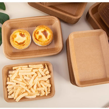 Disposable Plates Dinner Plates Kraft Paper Trays Picnic BBQ Fried Skewers Bird Dinner Boxes Plates Takeaway Tableware Fruit