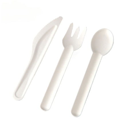 Disposable Paper Pulp Knife Fork Spoon Food Grade Hardened Cake Fork Western Dessert Tableware Eco-friendly Biodegradable Three-piece Set