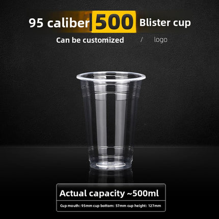 90 Caliber Disposable Blister Milk Tea Cup Plastic Cup 500ml700ml Resistant to Fall and Damage Can Be Made on Demand
