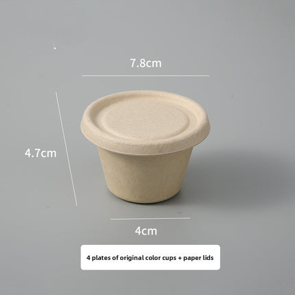 Disposable Paper Pulp Sealed Biodegradable Sauce Cup Condiment Cup Small Cup Takeaway Bowl with Lid