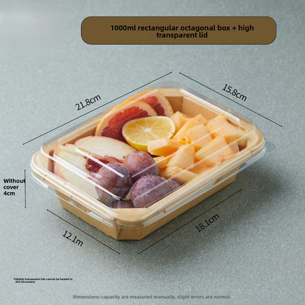 Disposable Kraft Paper Takeaway Box Square Octagonal Bowl Thickened with Lid Eco-friendly Lunch Box Bento Salad Box