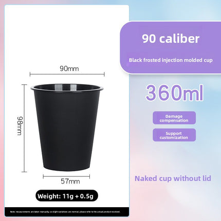 90 Caliber Black Injection Cup Disposable Milk Tea Cup Black Transparent Cup Thickened Plastic Cup Frosted Black Juice Cold Drink Cup