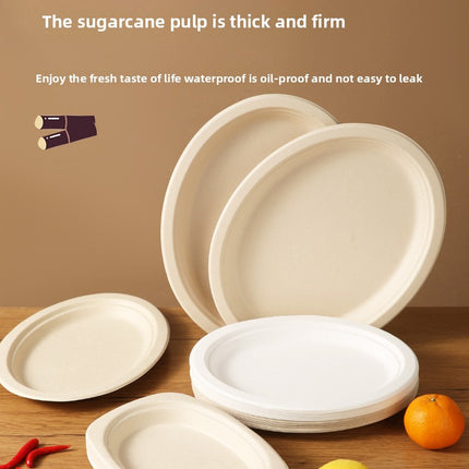 Disposable Oval Paper Plates Dish Plates Biodegradable Pulp Tableware Fruit Plates Party BBQ Plates Paper Plates